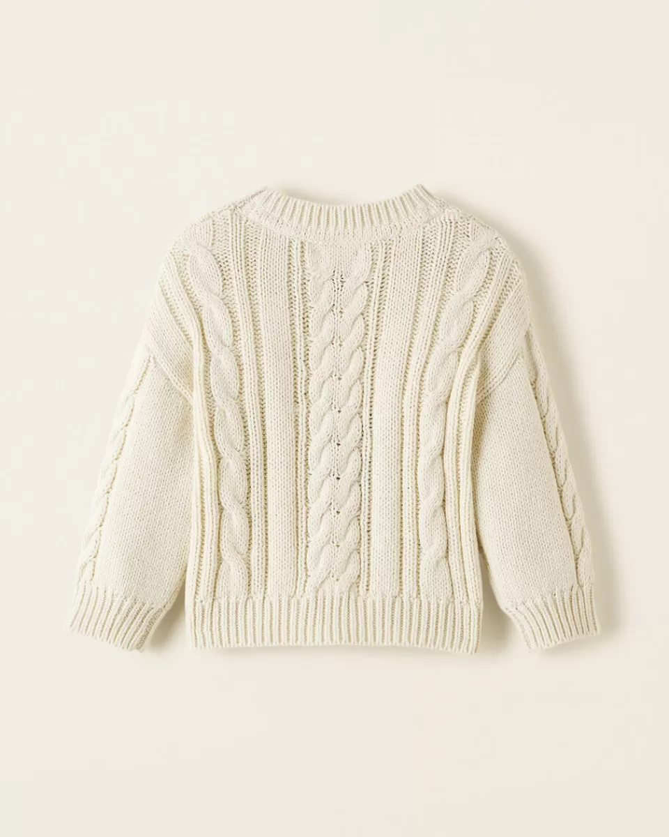 Roots Baby Cable Crew Sweater BIRCH WHITE Cheap