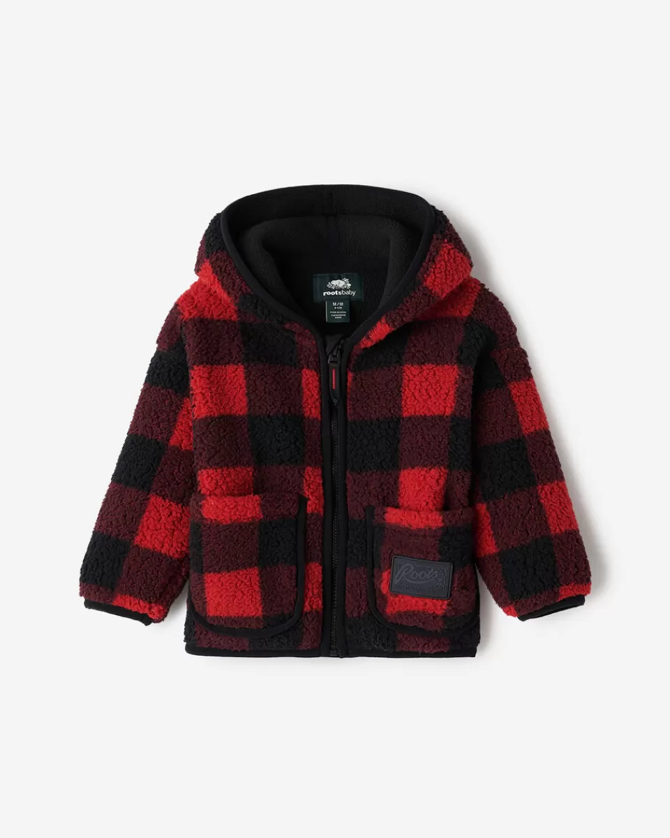 Roots Baby Shearling Fleece Zip Hoodie CABIN RED Best Sale