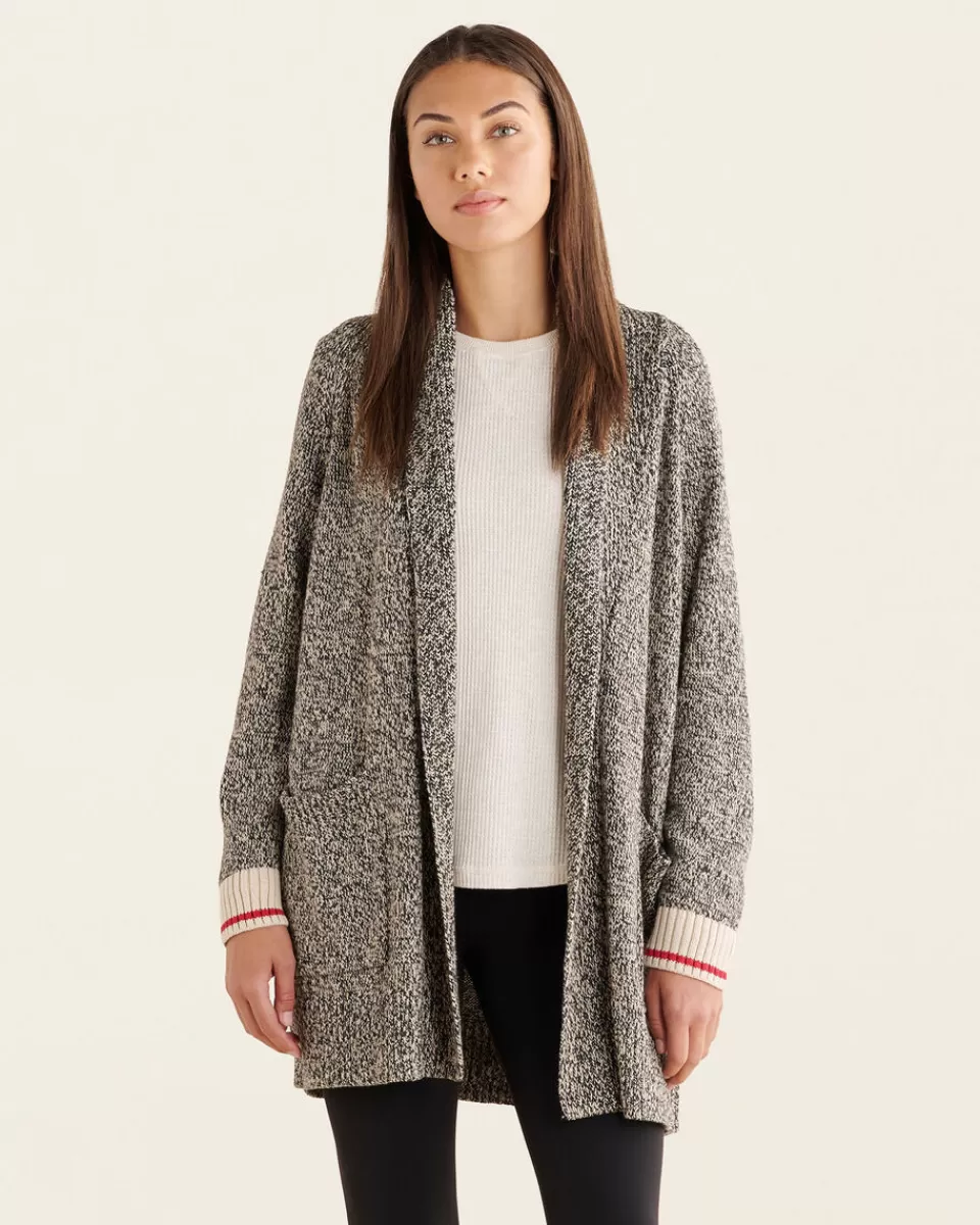 Roots Cabin Shawl Open Cardigan GREY OAT MIX Cheap