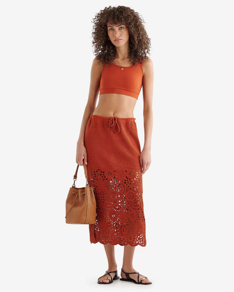 Roots Canyon Crochet Midi Skirt DEEP REDWOOD Best