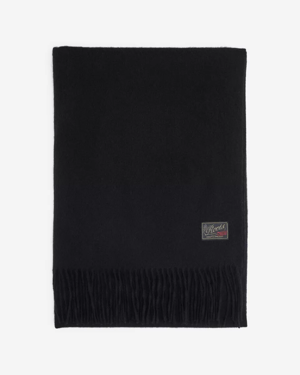 Roots Cold Lake Wool Blanket Scarf BLACK Fashion