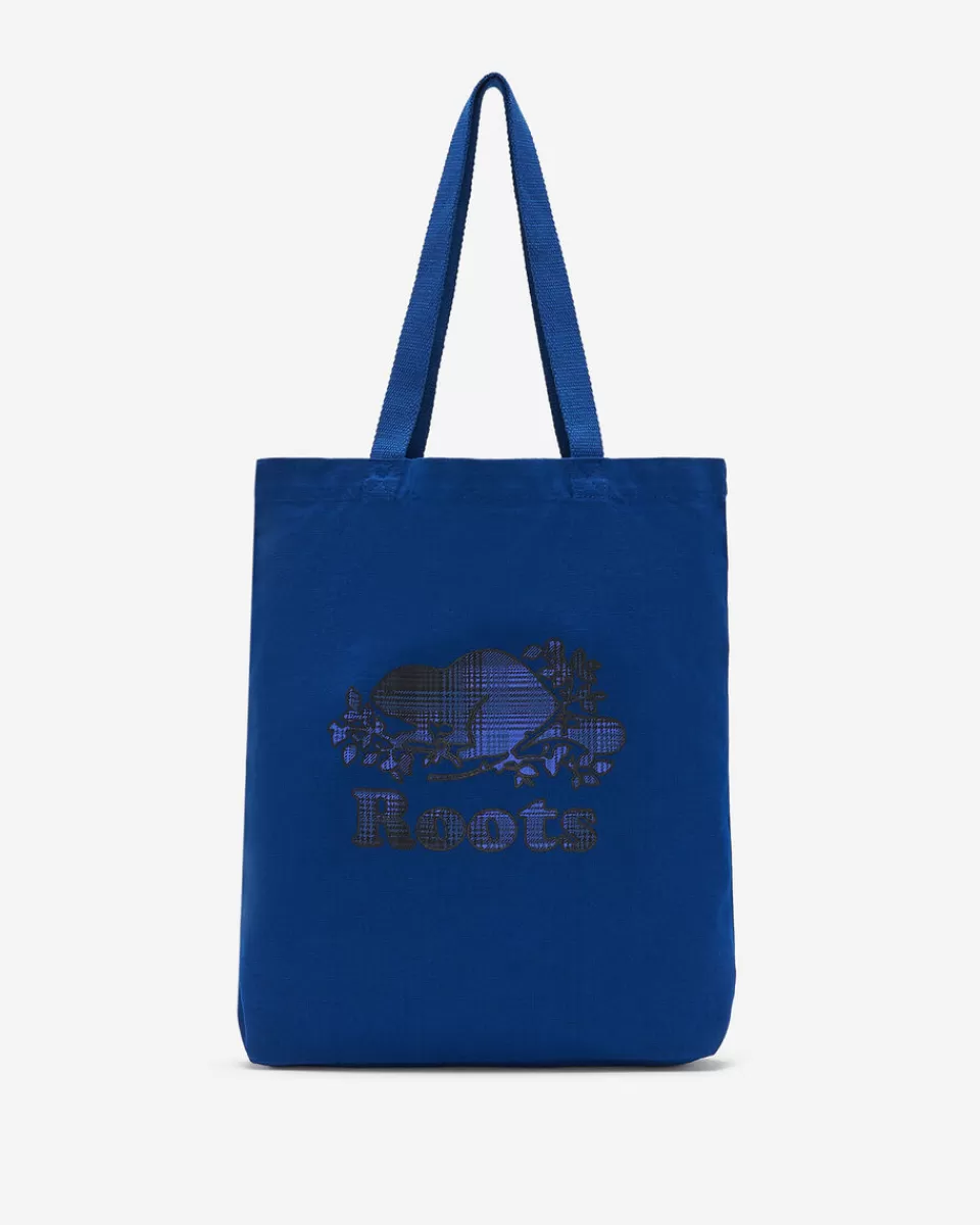 Roots Cooper Plaid Tote BLUE QUARTZ Flash Sale