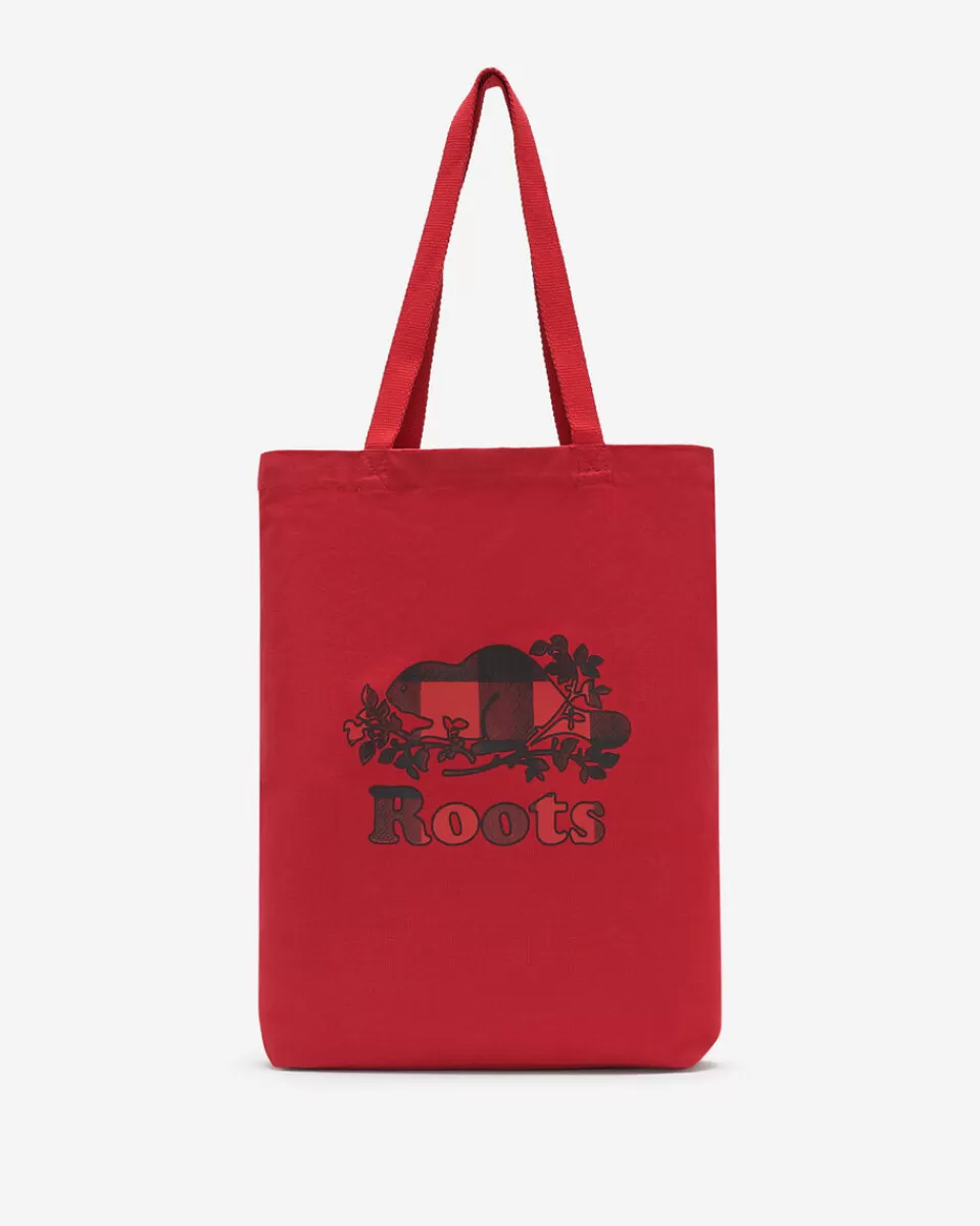 Roots Cooper Plaid Tote CABIN RED Discount