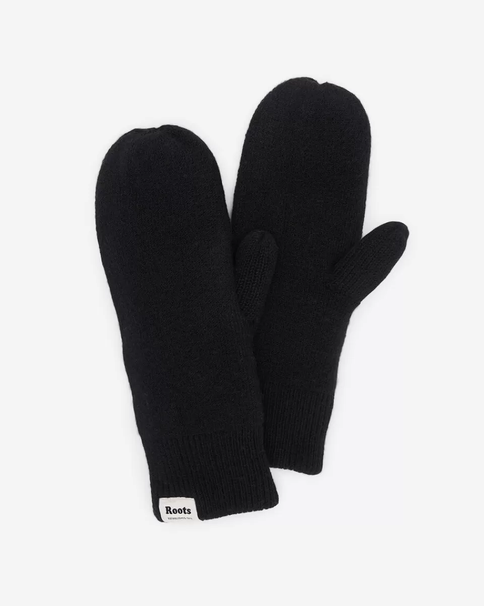 Roots Cozy Knit Mitten BLACK Cheap