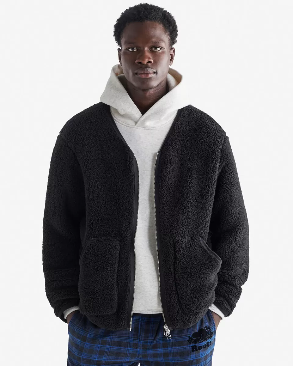 Roots Creekside Shearling Cardigan BLACK Flash Sale