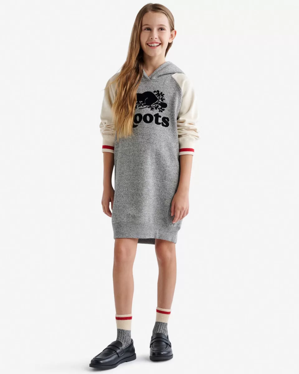 Roots Girls Cabin Hoodie Dress GREY OAT PEPPER Outlet