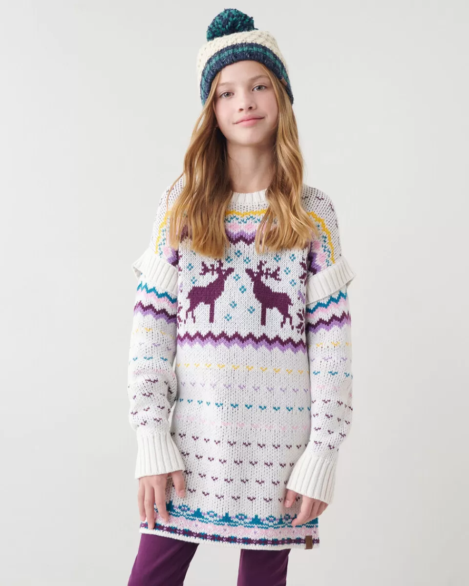 Roots Girls Fair Isle Sweater Dress WHITE MIX Best Sale