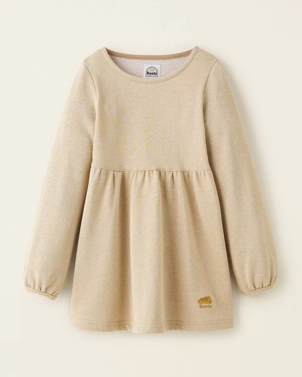 Roots Girls Gold Sparkle Dress PALE GOLD Outlet