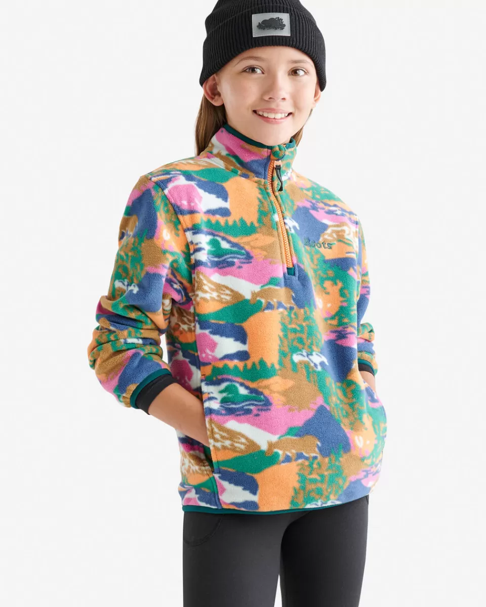 Roots Kids Microfleece Half Zip Stein MULTI LANDSCAPE Online