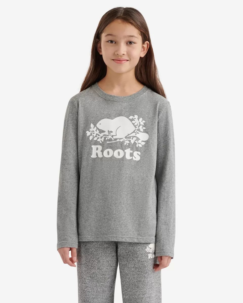 Roots Kids Organic Original Cooper Beaver T-Shirt SALT & PEPPER Cheap