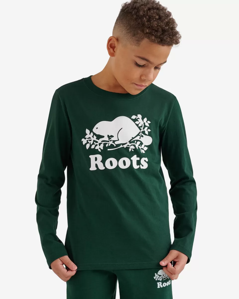 Roots Kids Organic Original Cooper Beaver T-Shirt VARSITY GREEN Best Sale