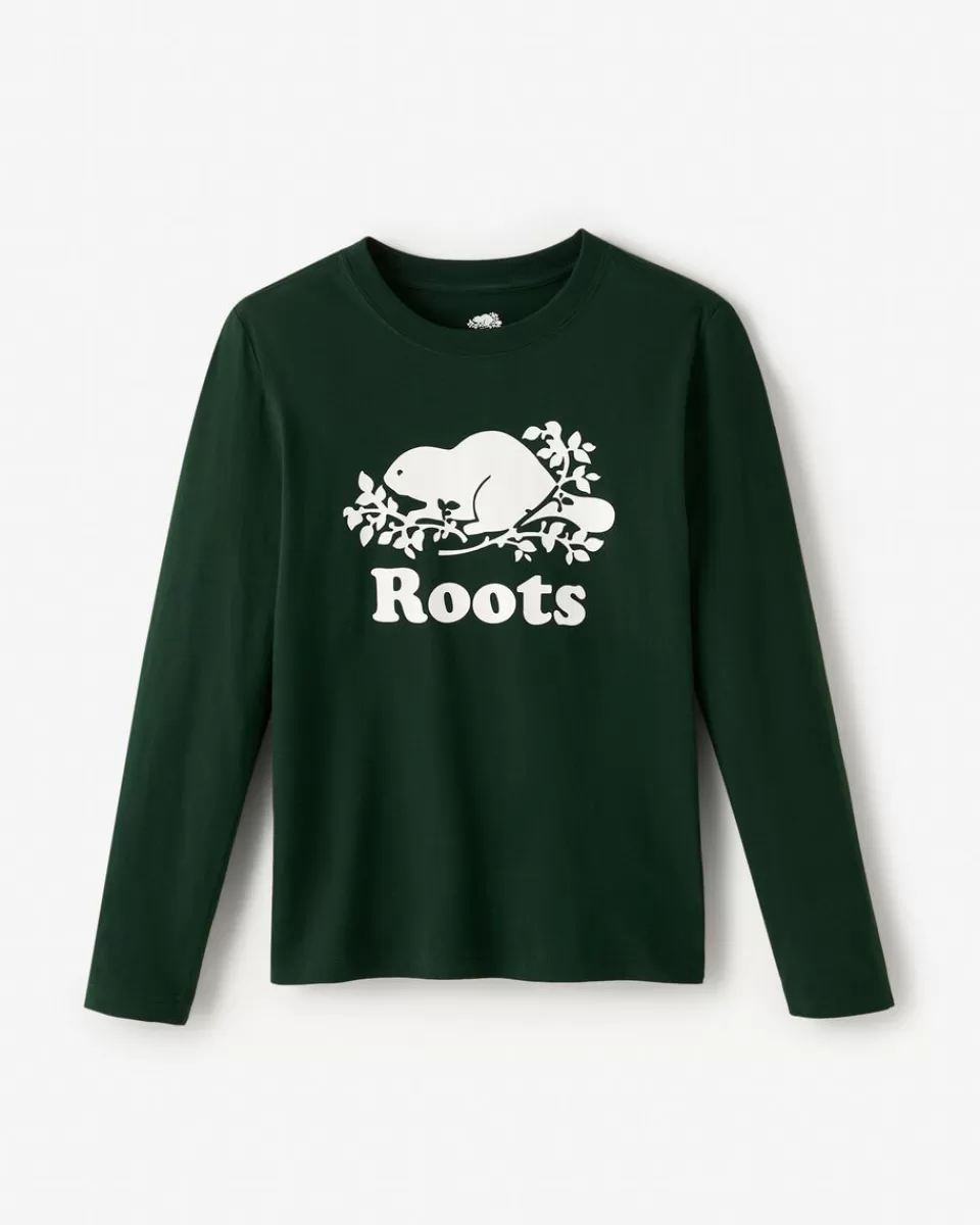 Roots Kids Organic Original Cooper Beaver T-Shirt VARSITY GREEN Best Sale