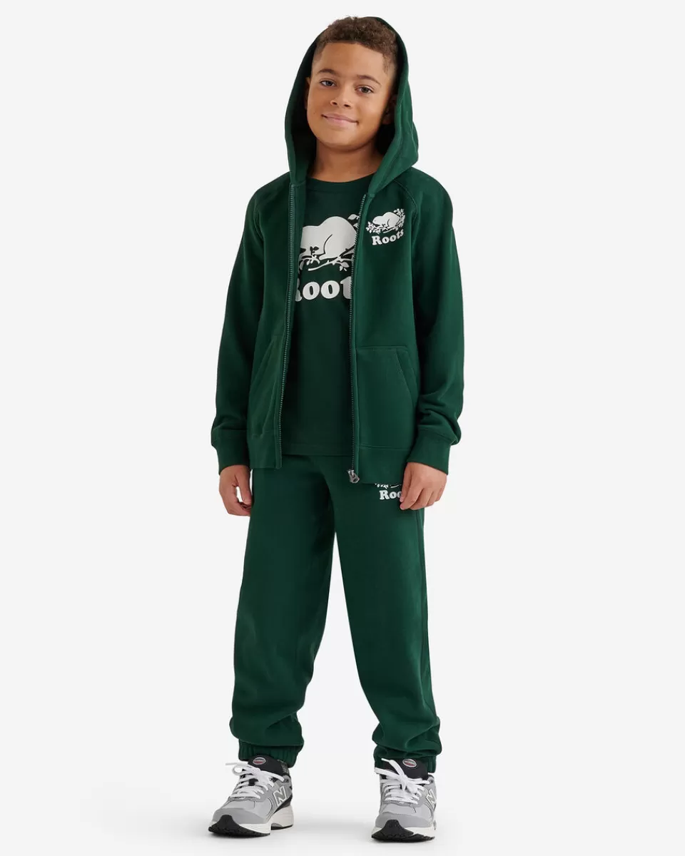 Roots Kids Organic Original Full Zip Hoodie VARSITY GREEN Outlet