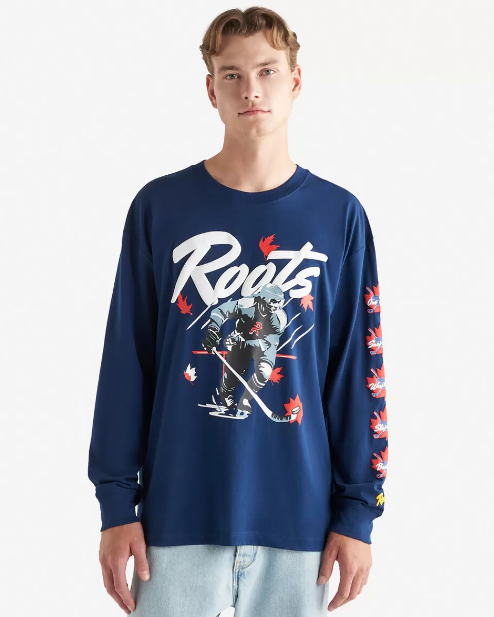 Roots Mens Super Hockey Long Sleeve T-Shirt Clearance