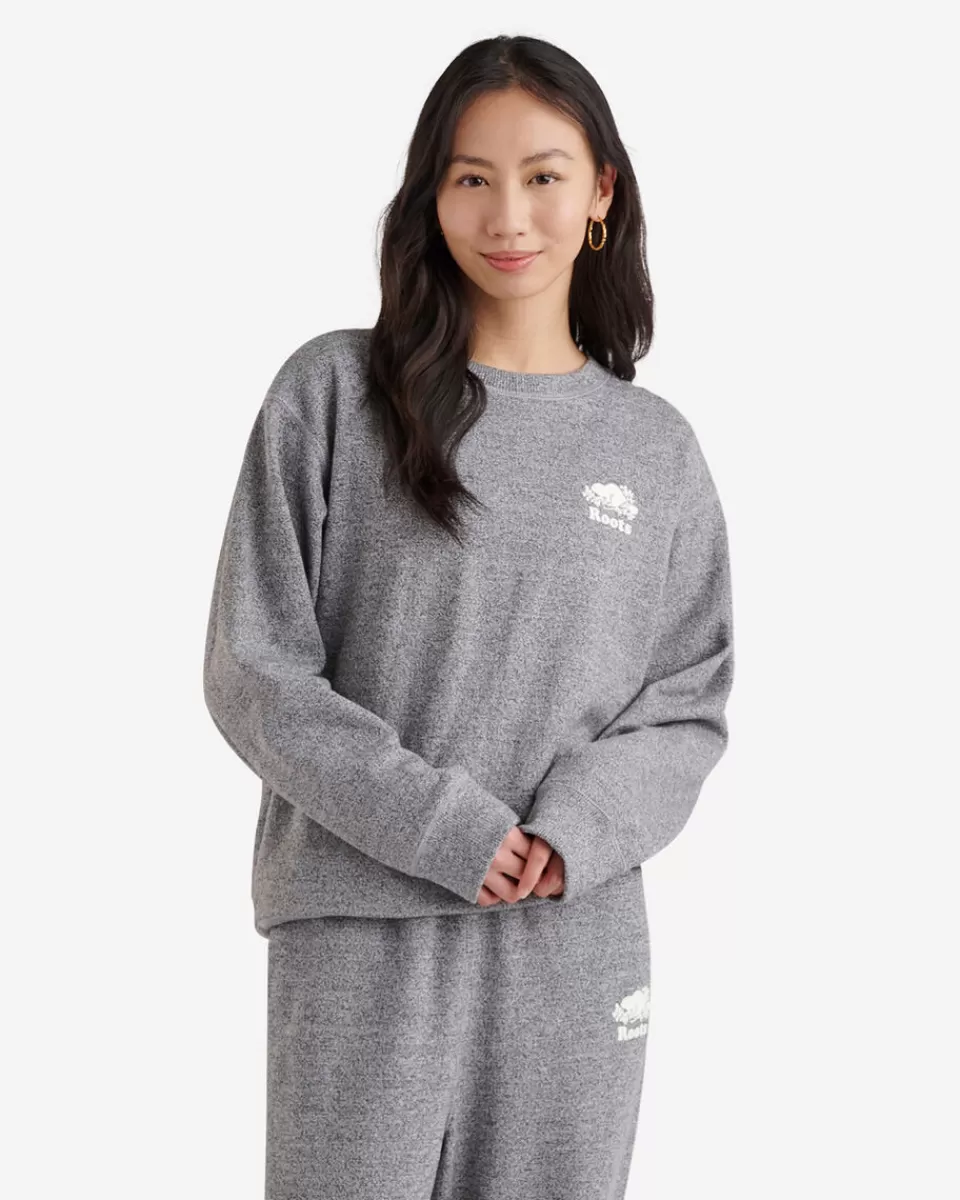 Roots Organic Cooper BF Crew Sweatshirt SALT & PEPPER Sale