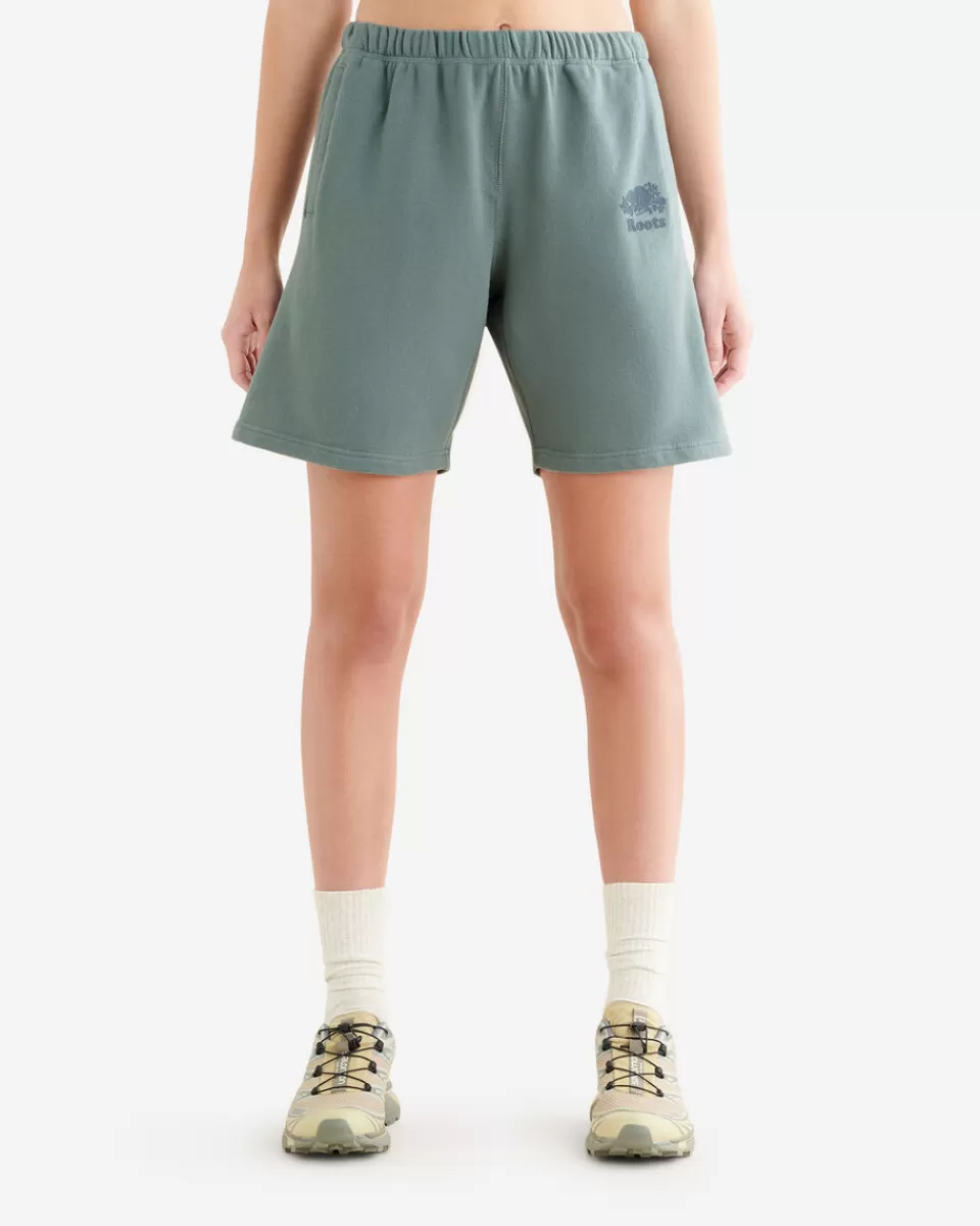 Roots Organic Original Longer Sweatshort 6 Inch BALSAM GREEN Outlet