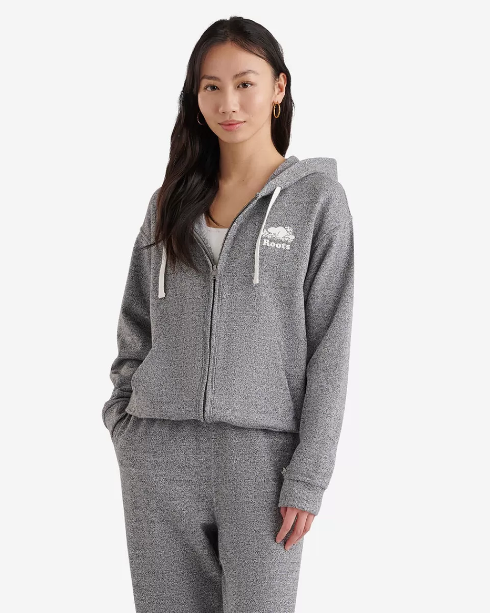 Roots Organic Original Relaxed Full Zip Hoodie SALT & PEPPER Sale