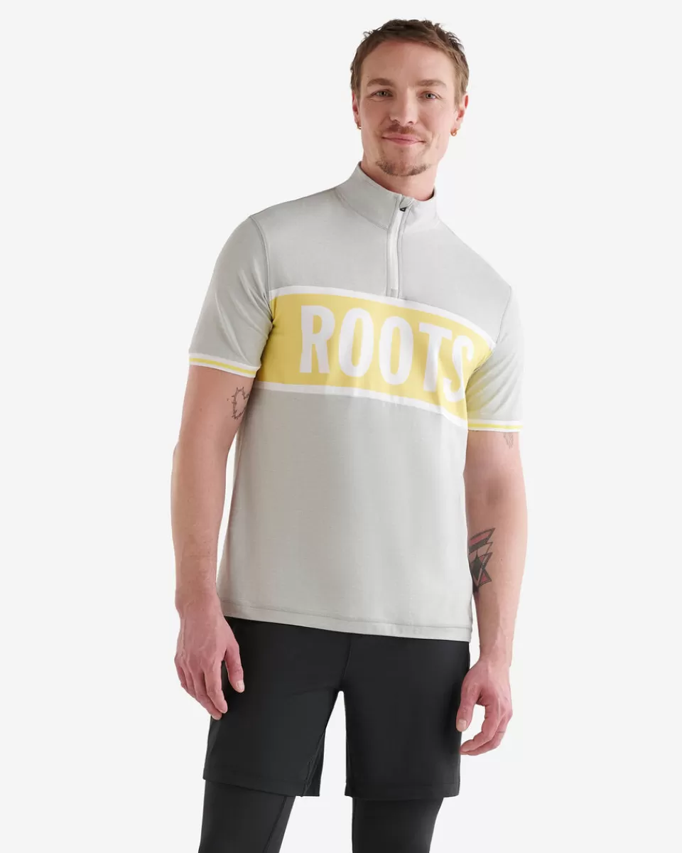 Roots Renew Short Sleeve Half Zip Stein GREY PEPPER Store