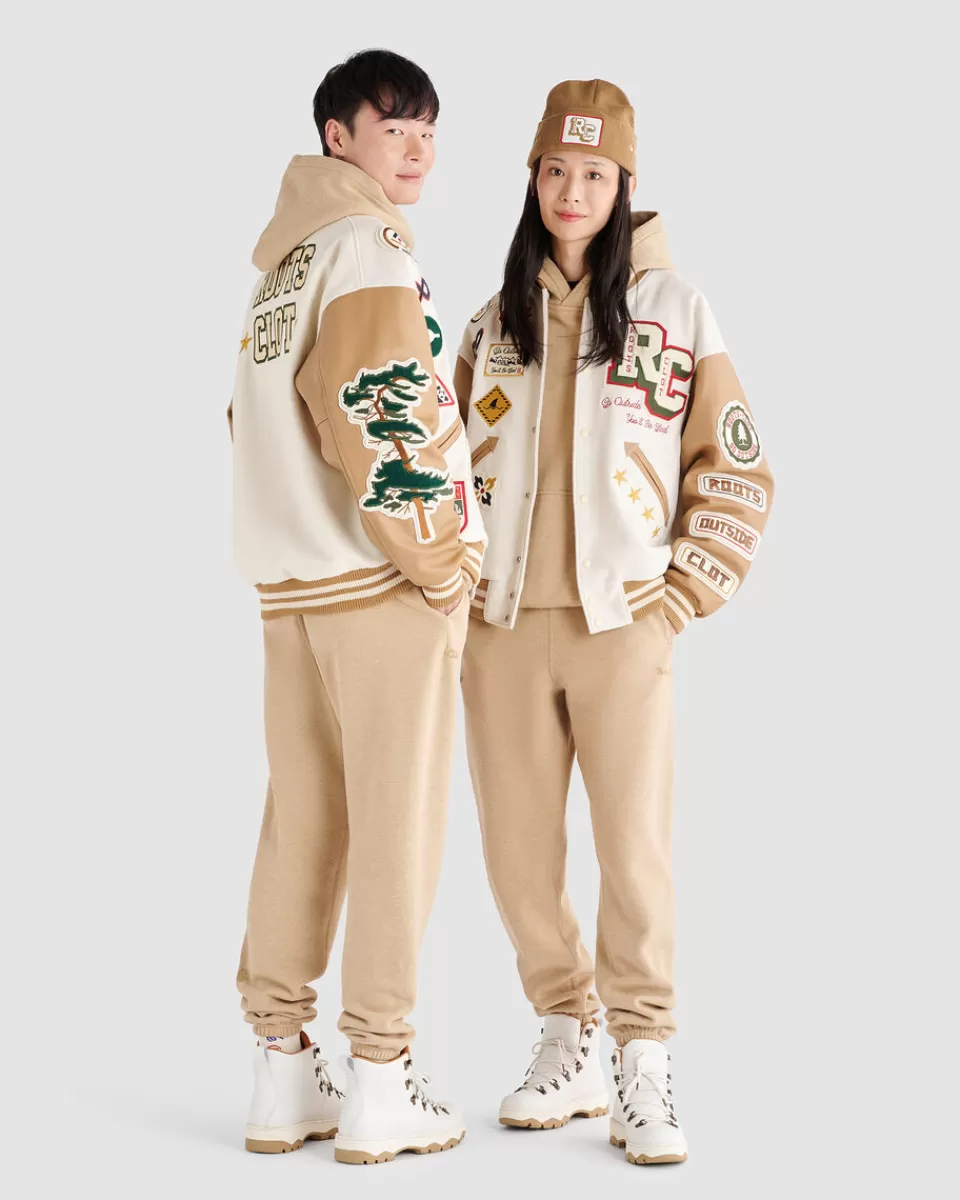 Roots X CLOT Varsity Jacket IVORY/CAMEL Store