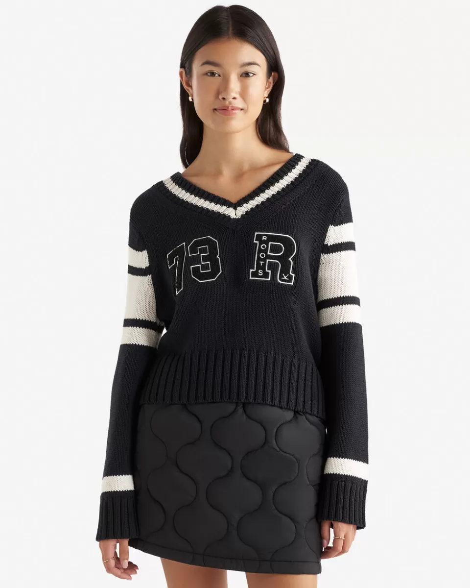 Roots Slapshot Cropped Sweater BLACK & WHITE Store