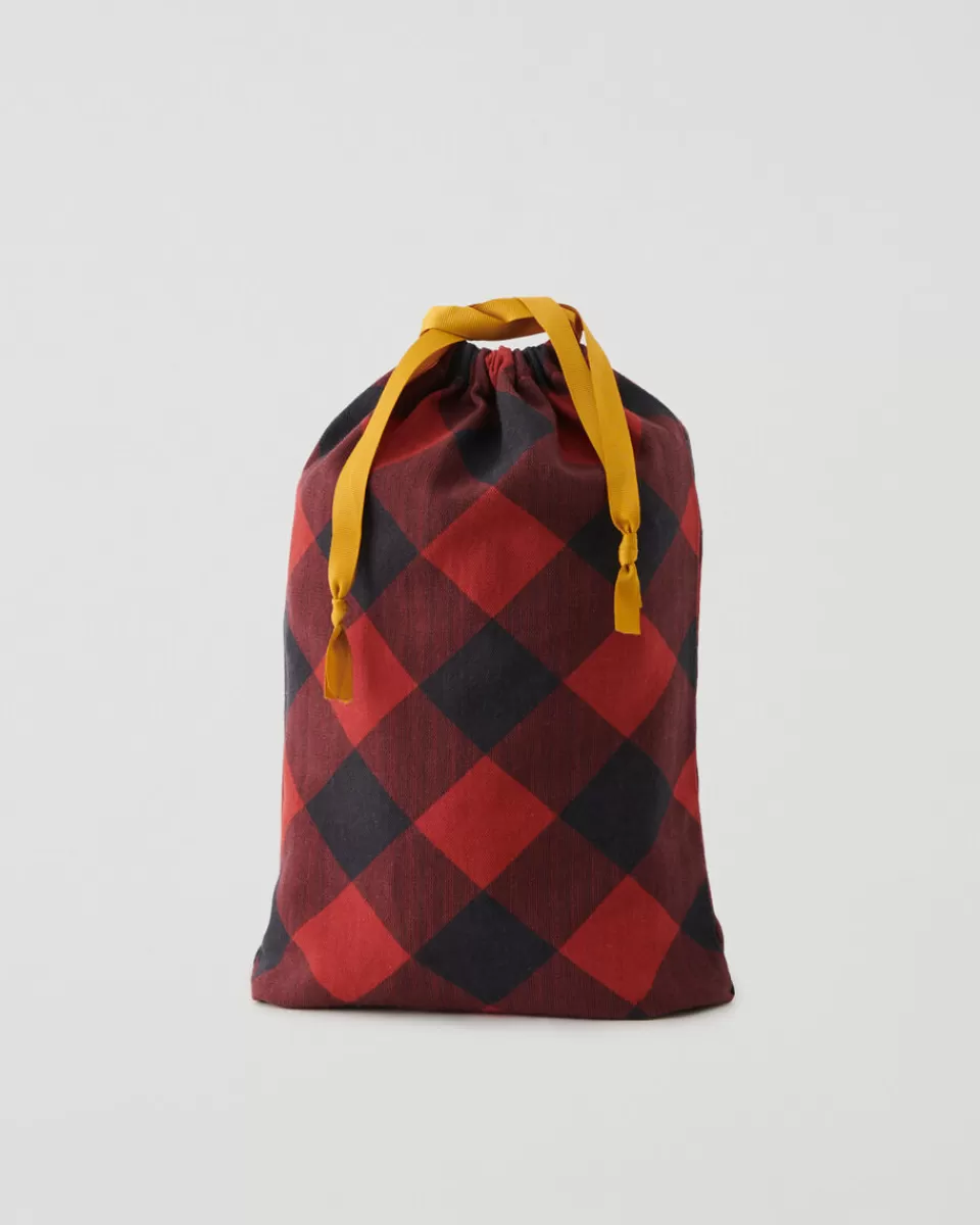 Roots Small Drawstring Gift Bag CABIN RED Clearance