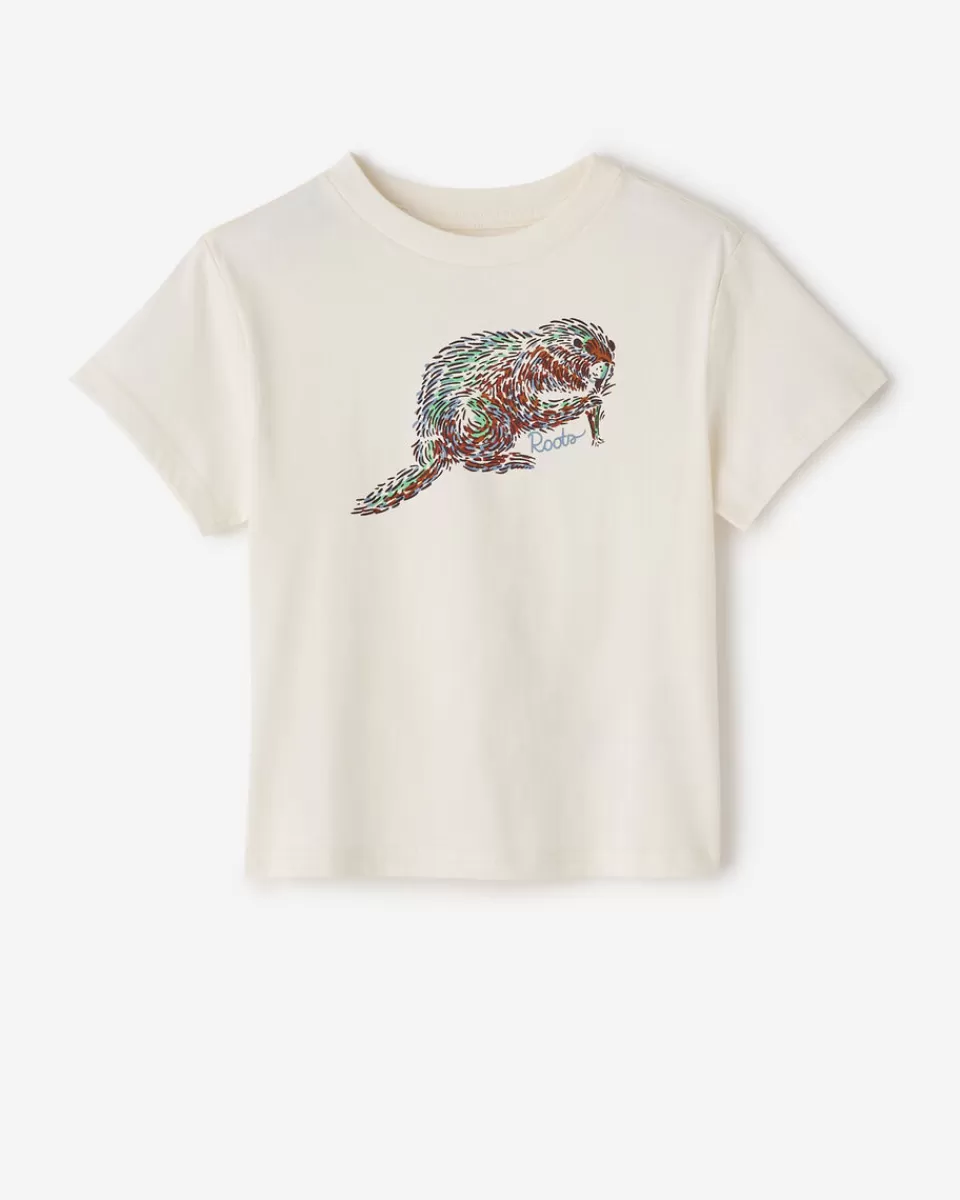 Roots Toddler Animal Graphic T-Shirt EGRET Clearance