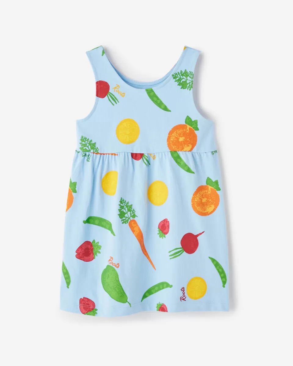 Roots Toddler Girls Garden Print Tank Dress CLEAR SKY BLUE Hot