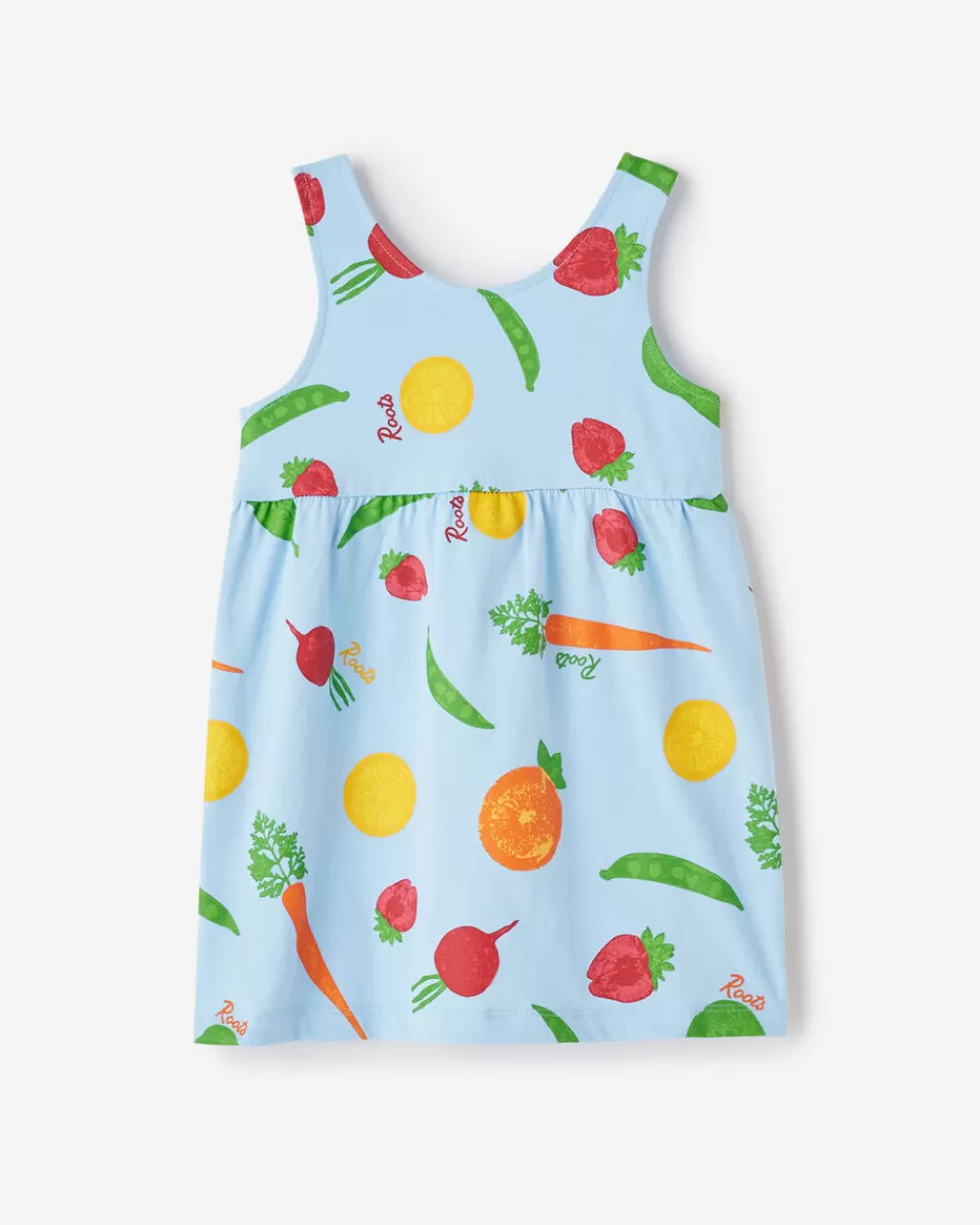 Roots Toddler Girls Garden Print Tank Dress CLEAR SKY BLUE Hot