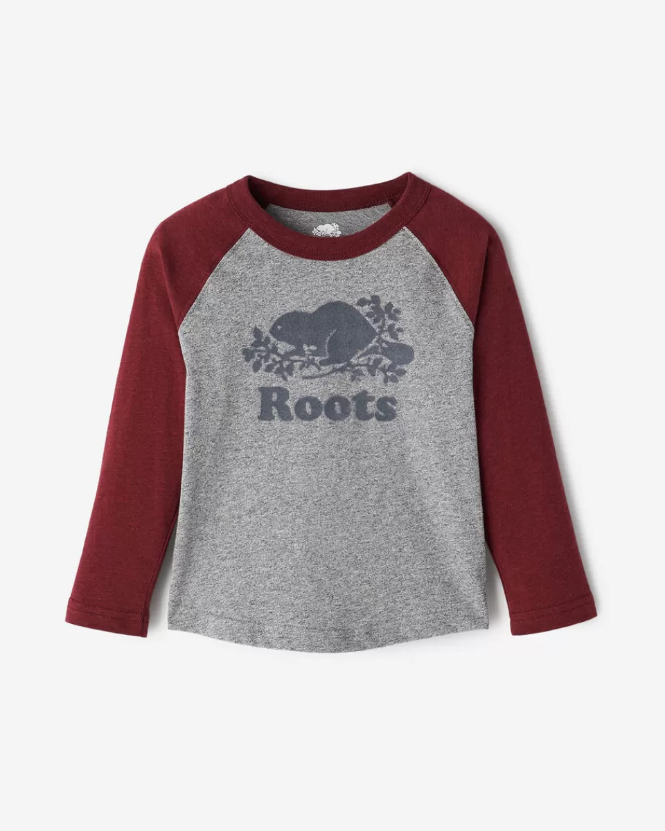 Roots Toddler Organic Cooper Baseball T-Shirt CHERRY COLA PEPPER Online