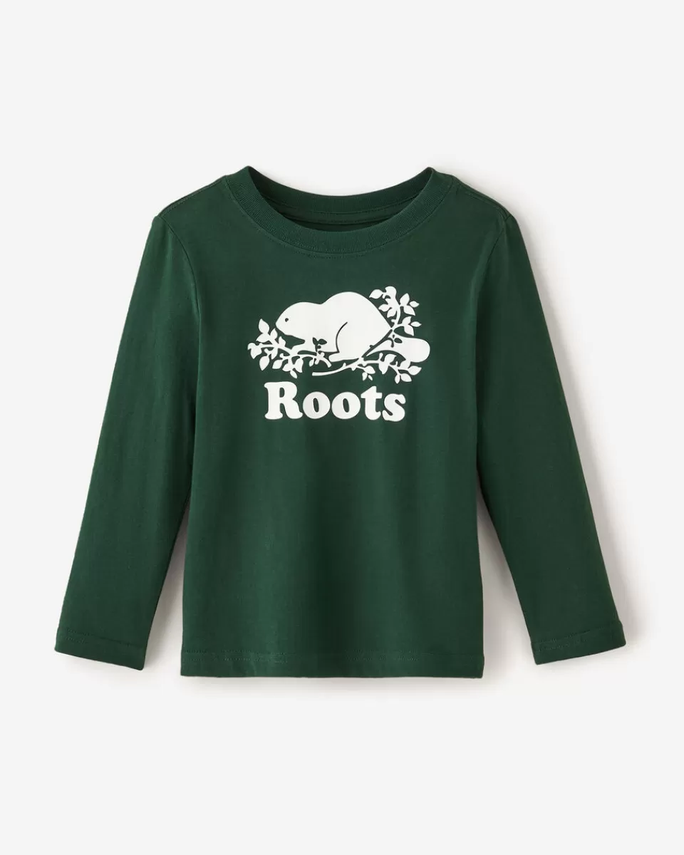 Roots Toddler Organic Original Cooper Beaver T-Shirt VARSITY GREEN Fashion