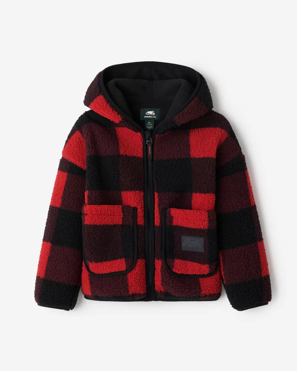 Roots Toddler Shearling Fleece Zip Hoodie CABIN RED Clearance